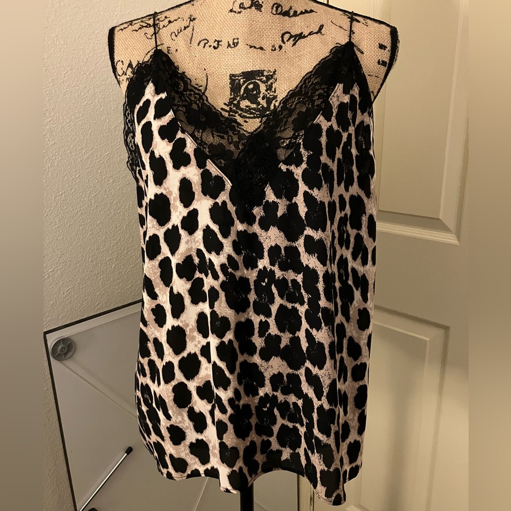 Zara basic collection animal print leopard cheetah lace cami camisole top large
